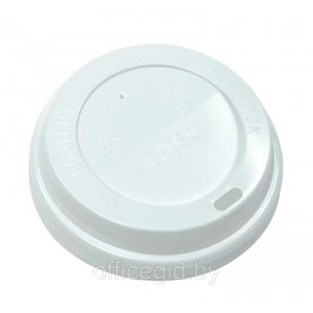 Крышка пластиковая для стаканов d=80мм, для горячих напитков, 100 шт/упак, глянцевая, белый