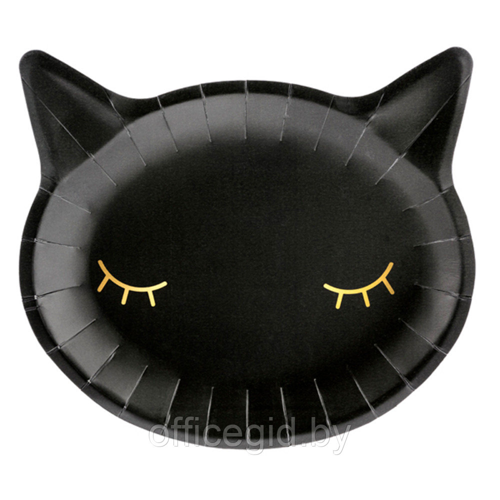 Тарелка бумажная "Cat", 6 шт, 22x20 см, черный