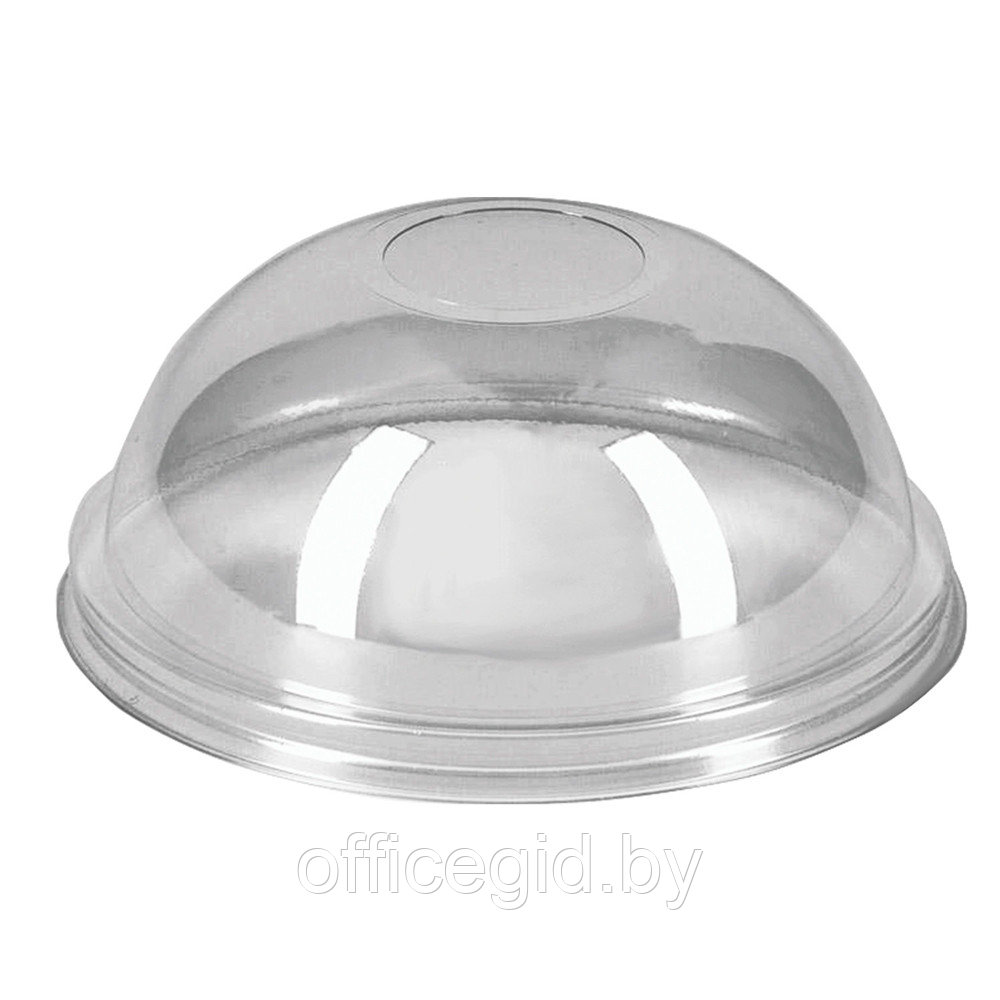 Крышка пластиковая для стаканов ПЭТ d=97 мм купольная с отверстием, 100 шт/упак - фото 1 - id-p187158785