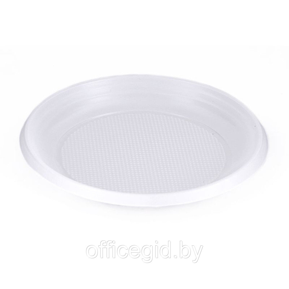 Тарелка пластиковая, 20,5 см, 100 шт, стандарт, белый - фото 1 - id-p187158803