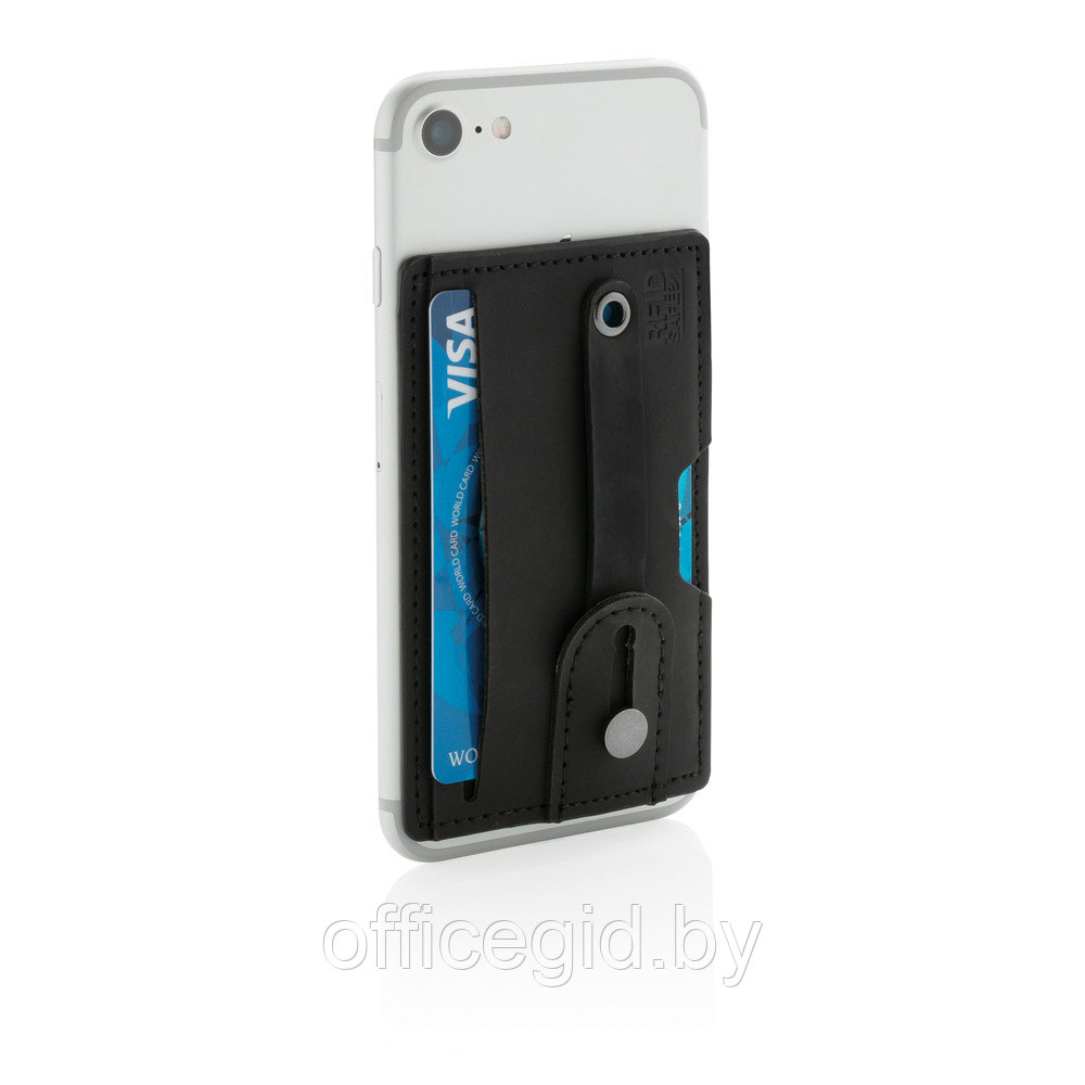 Футляр для кредитных карт - подставка для телефона "P820.741", черный - фото 2 - id-p187027554