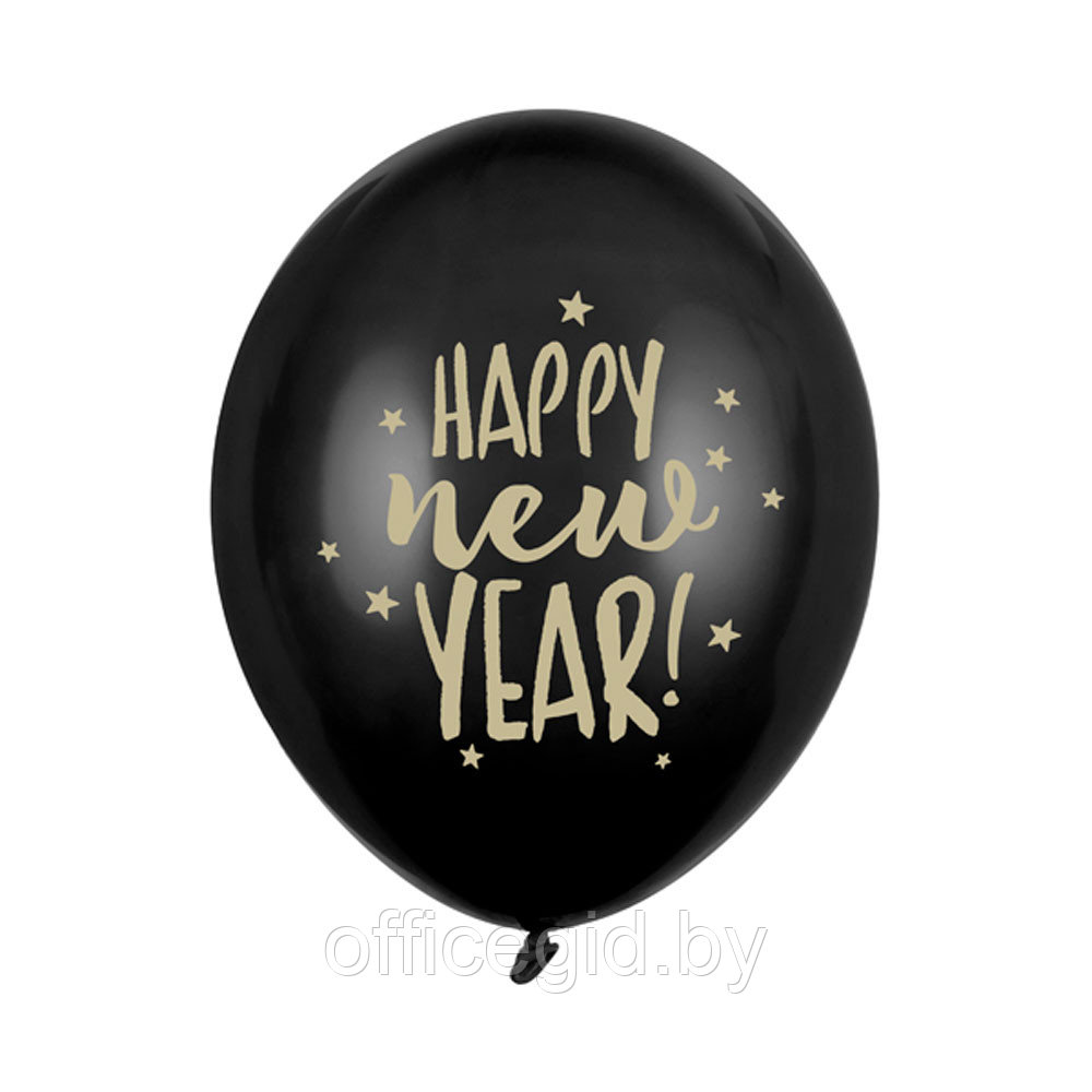 Шар воздушный "Happy New Year", 6 шт, черный - фото 1 - id-p180059246