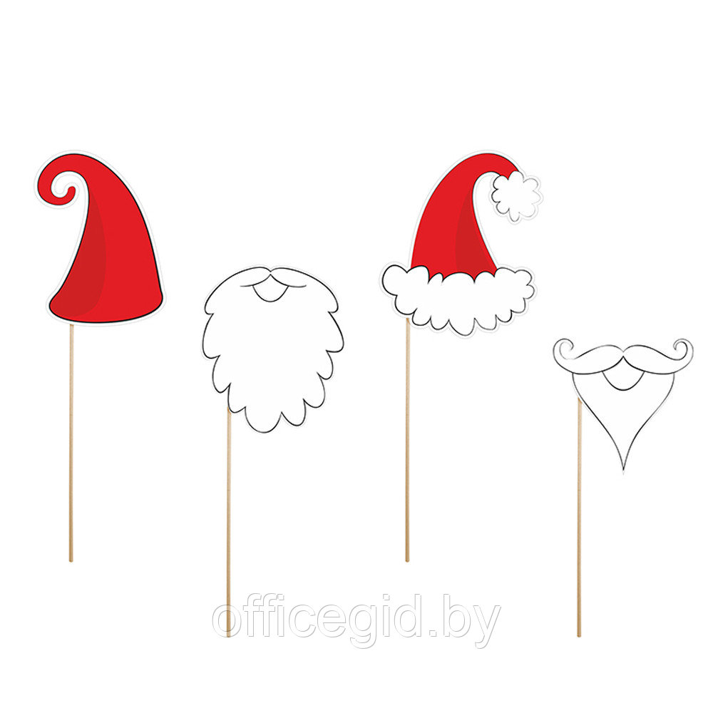 Набор для фотосессии "Санта Клаус и Гномы", 4 шт, белый, красный - фото 1 - id-p180649690