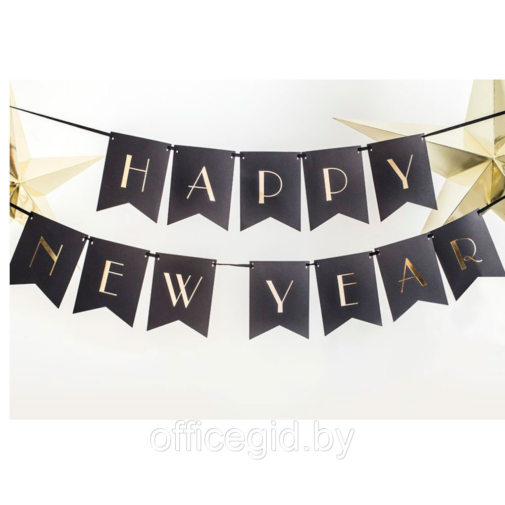 Гирлянда "С новым годом" баннер, черный - фото 3 - id-p180649689