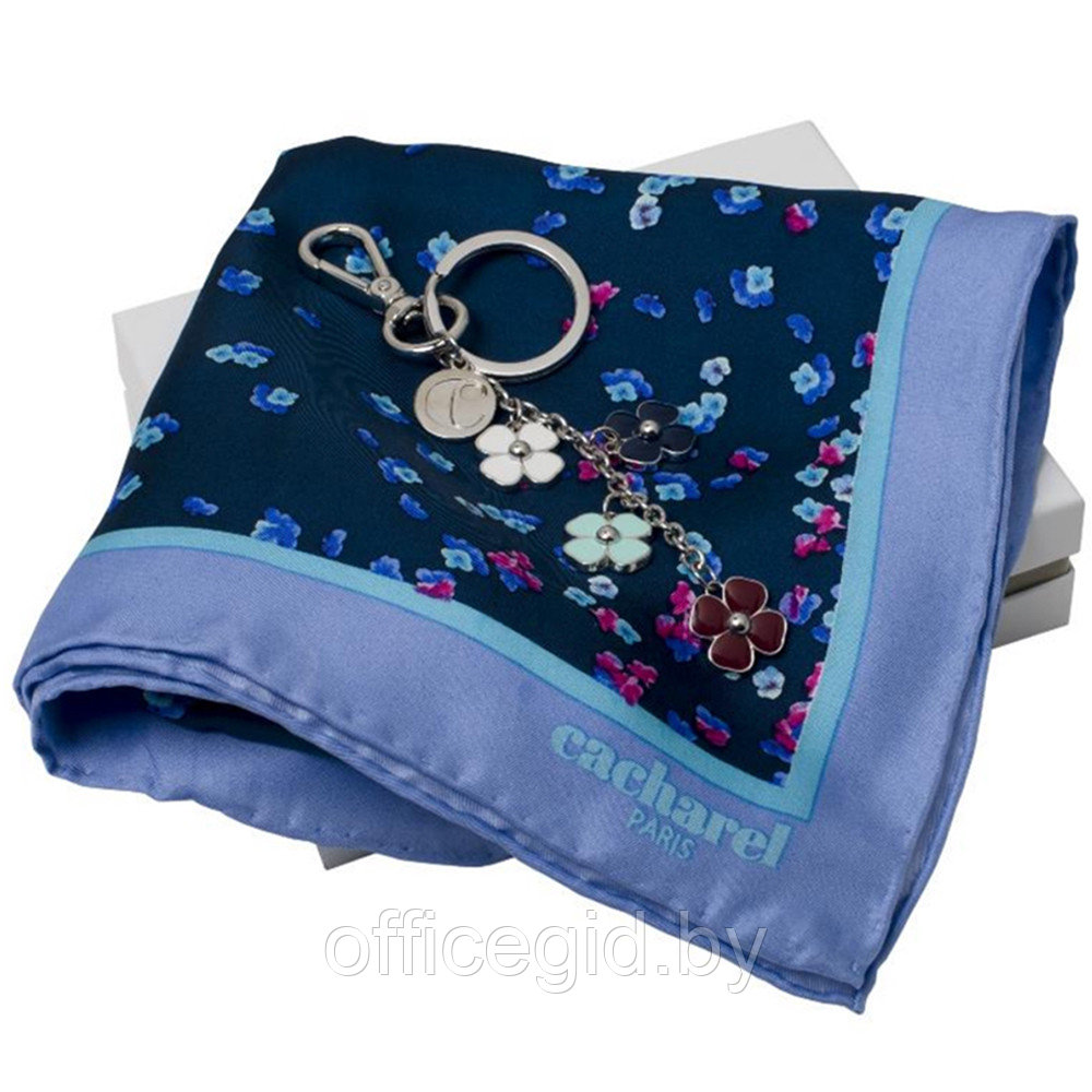 Набор платок+брелок "CPKM514" синий/разноцветный, подарочн. упак.