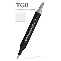 Маркер перманентный двусторонний "Sketchmarker Brush", TG8 тонированный серый 8