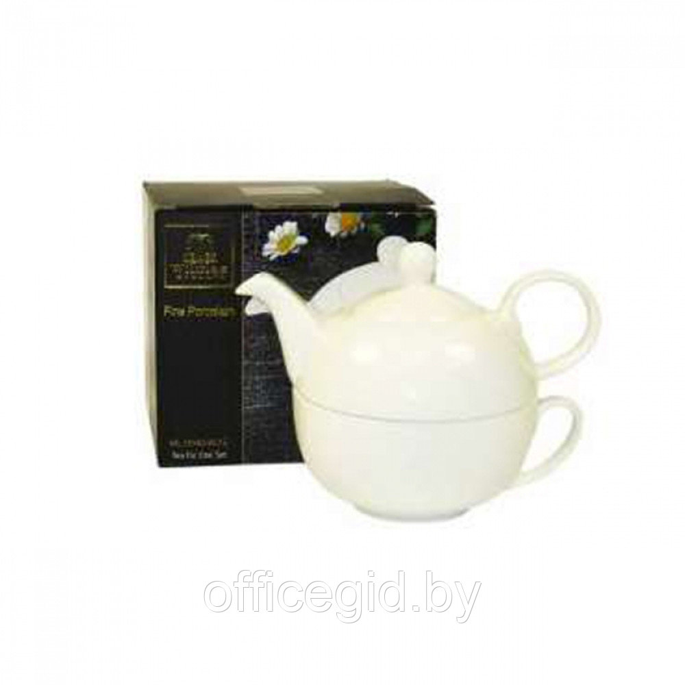 Набор чайный чайник+кружка "WL-994048/1C", фарфор, белый - фото 1 - id-p187158601