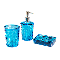 Набор для ванной "XMD2212.02 Bubbles", стекло, синий прозрачный