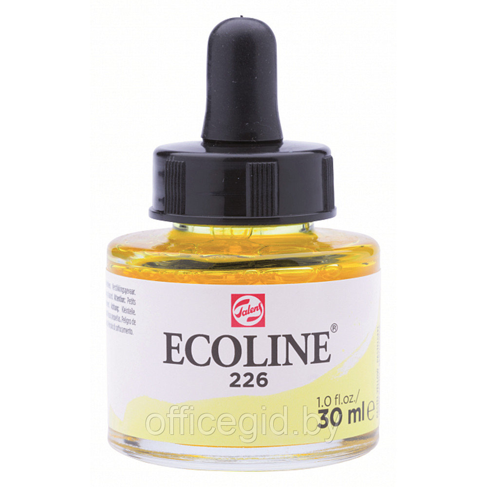 Жидкая акварель "ECOLINE", 226 желтый пастельный, 30 мл