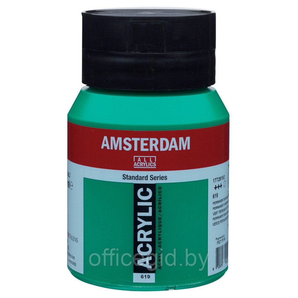 Краски акриловые "Amsterdam", 619 зеленый темный, 500 мл - фото 1 - id-p187159420