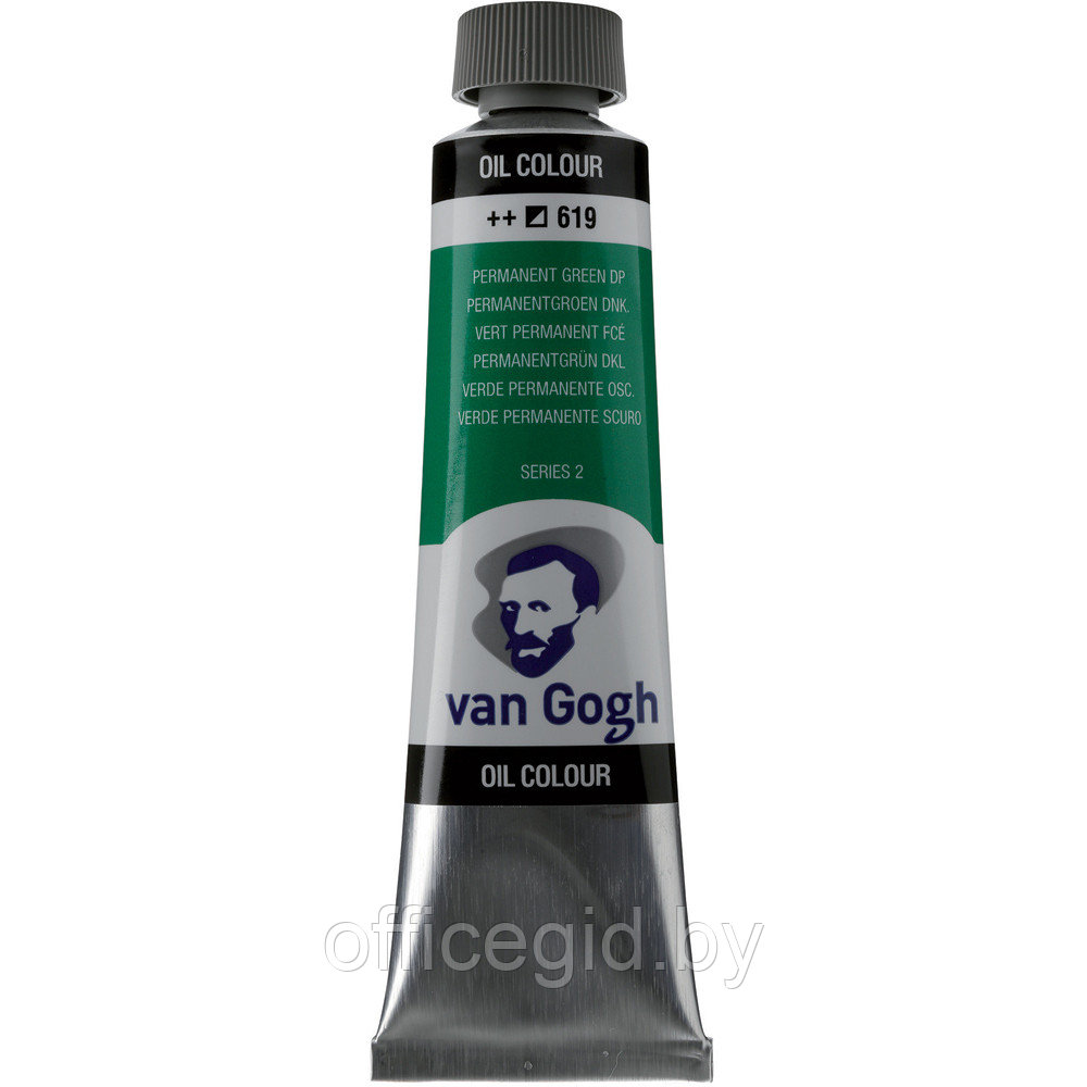 Краски масляные "Van Gogh", 619 зеленый прочный темный, 40 мл, туба