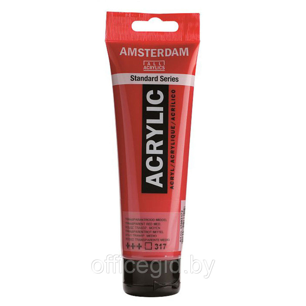 Краски акриловые "Amsterdam", 317 красный средний прозрачный, 120 мл, туба