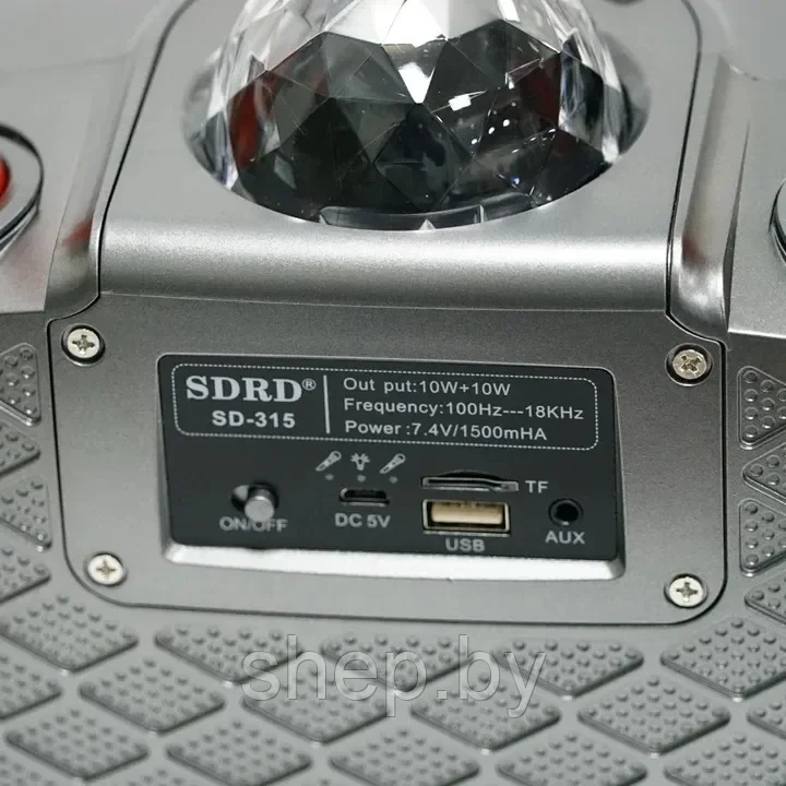 Портативная караоке система SDRD SD-315 / перезаряжаемая колонка с 2 беспроводными микрофонами - фото 5 - id-p187813651