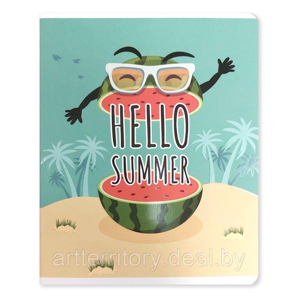 Тетрадь в клетку, 48 листов, скрепка, А5 "Hello Summer" (5 дизайнов) - фото 2 - id-p187815755