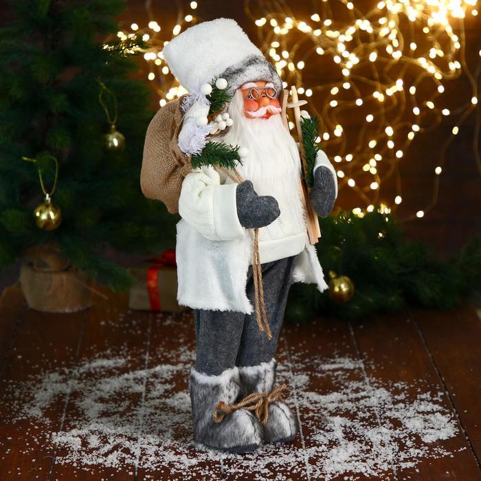 Дед Мороз "В белом свитере, с лыжами" 17х45 см - фото 2 - id-p187843712