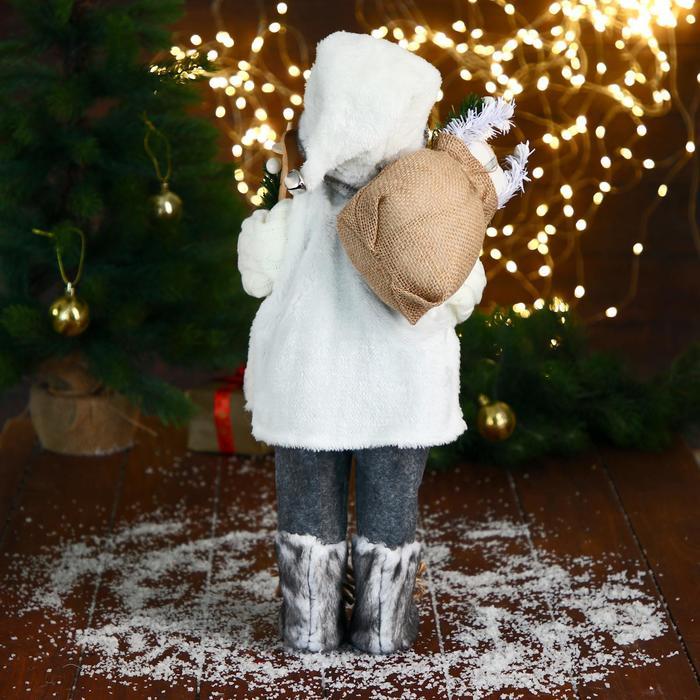 Дед Мороз "В белом свитере, с лыжами" 17х45 см - фото 4 - id-p187843712