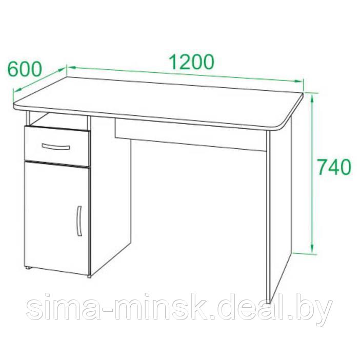 Компьютерный стол, 1200 × 600 × 740 мм, цвет дуб сонома/белый - фото 2 - id-p187850133
