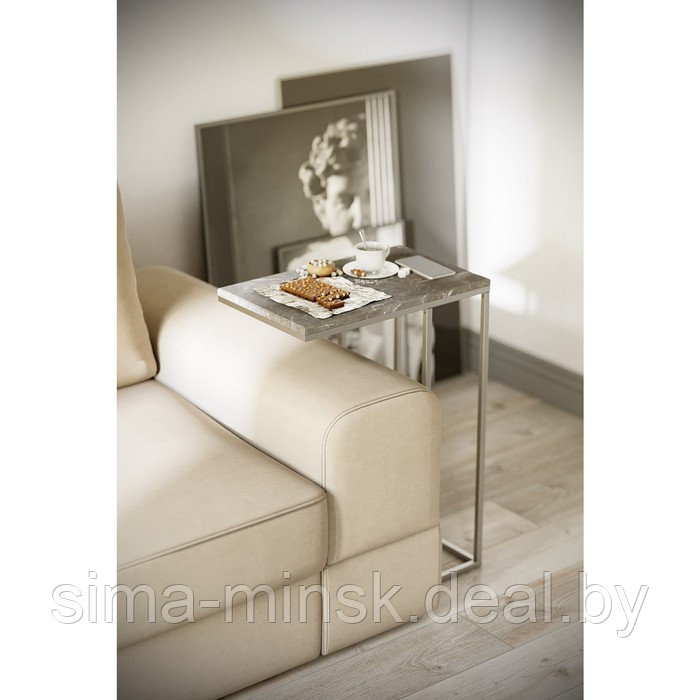 Стол приставной «Агами», 500 × 310 × 705 мм, МДФ, цвет серый мрамор - фото 1 - id-p187854115