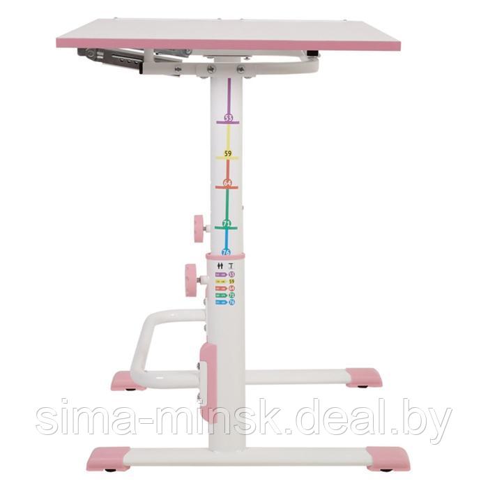 Комплект Polini kids растущая парта-трансформер + регулируемый стул, цвет белый-розовый - фото 4 - id-p187857208