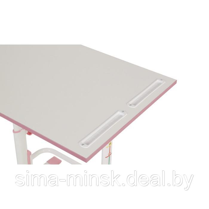 Комплект Polini kids растущая парта-трансформер + регулируемый стул, цвет белый-розовый - фото 5 - id-p187857208