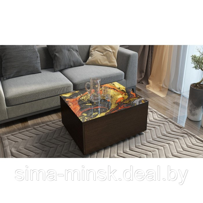 Стол «Трансформер» с ящиком 740(1480) × 600 × 410(750), стекло, цвет венге/1076912501 - фото 1 - id-p187854309