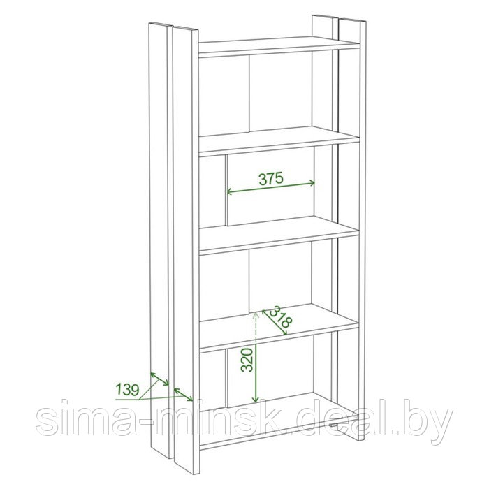 Стеллаж, 700 × 320 × 1520 мм, цвет карамель - фото 2 - id-p187851440