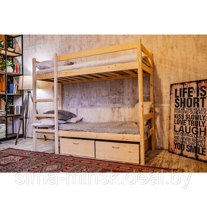 Двухъярусная кровать «Т2», 900×2000, массив сосны, без покрытия - фото 4 - id-p187856333