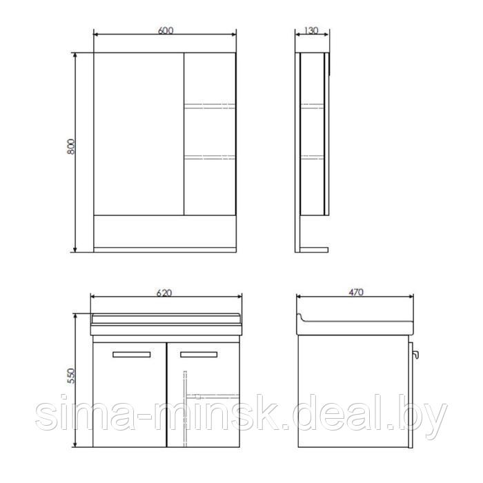 Зеркало-шкаф COMFORTY «Рига-60», дуб сонома - фото 3 - id-p187852446