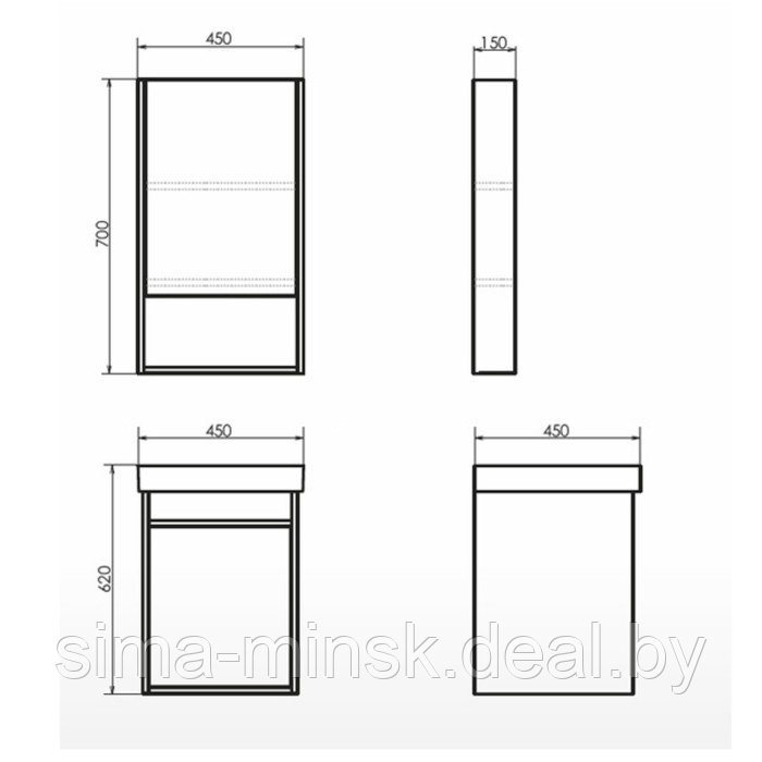 Зеркало-шкаф COMFORTY «Вена-45» цвет дуб дымчатый - фото 3 - id-p187852511