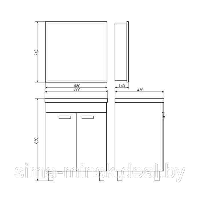 Зеркало-шкаф COMFORTY «Диана-60» цвет белый глянец - фото 2 - id-p187852532