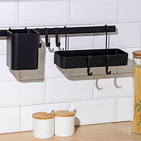 Рейлинговая система для кухни, 8 предметов, 60,5 см, цвет чёрный