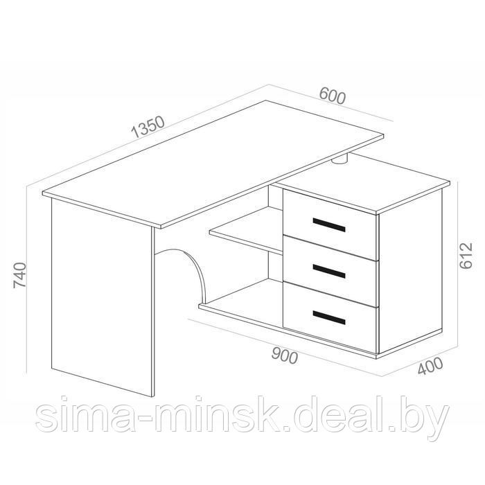 Компьютерный стол «КСТ-09», 1350 × 935 × 744 мм, угол правый, цвет белый - фото 3 - id-p187850682