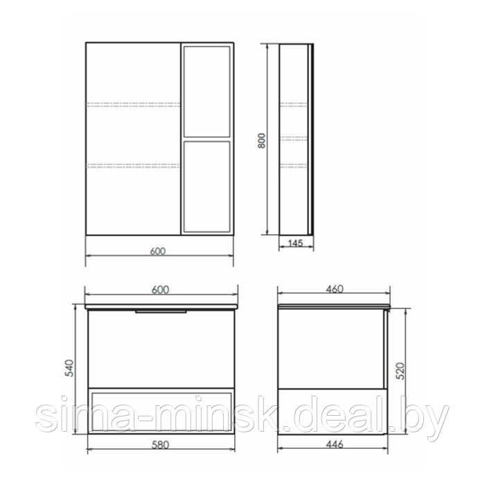 Зеркало-шкаф COMFORTY «Франкфурт-60» цвет бетон светлый - фото 3 - id-p187852625