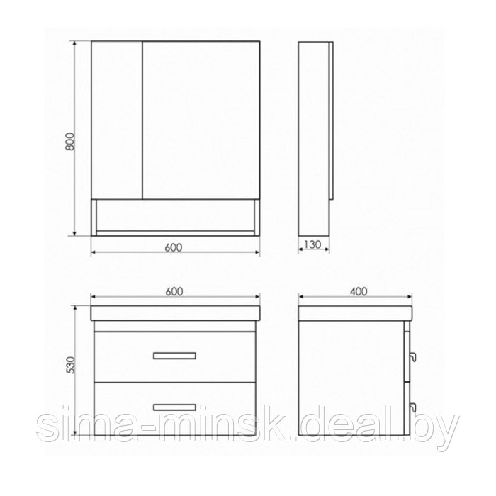 Зеркало-шкаф COMFORTY «Никосия-60» дуб белый - фото 2 - id-p187852633