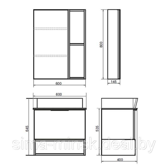 Зеркало-шкаф COMFORTY «Штутгарт-60», дуб тёмно-коричневый - фото 2 - id-p187852636