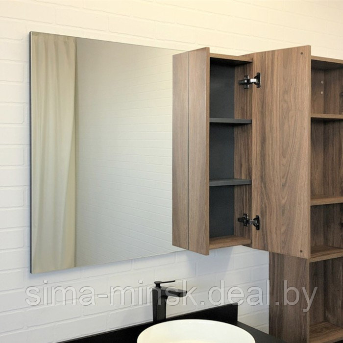 Зеркало-шкаф COMFORTY «Порто-90» дуб темный-коричневый - фото 6 - id-p187852638