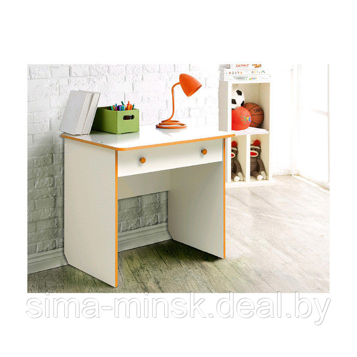 Стол компьютерный №7, 800 × 580 × 750 мм, лдсп, цвет белый / оранжевый - фото 1 - id-p187857573