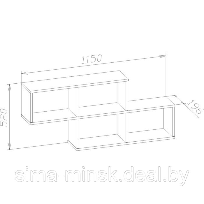 Полка настенная «ПК-3», 1150 × 196 × 520 мм, цвет дуб сонома - фото 2 - id-p187854644