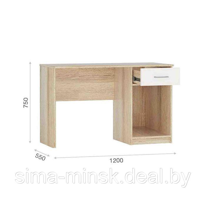 Стол письменный «Стелс 120», 1 ящик, 1200 × 550 × 750 мм, цвет дуб сонома / белый - фото 2 - id-p187857614