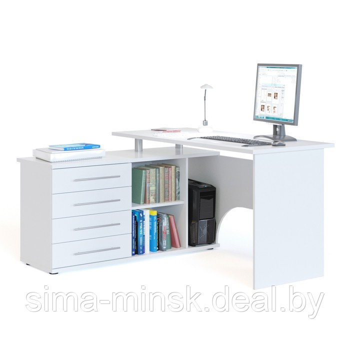 Компьютерный стол, 1400 × 1270 × 750 мм, левый, цвет белый - фото 1 - id-p187850835