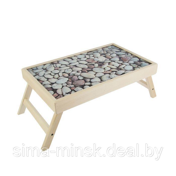 Столик для завтрака "Камни" стеклянная поверхность 50х30см - фото 1 - id-p187858786