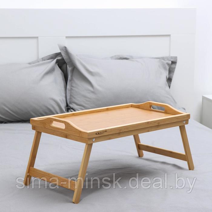 Столик-поднос для завтрака со складными ножками, 50×30×23 см, бамбук - фото 1 - id-p187858816