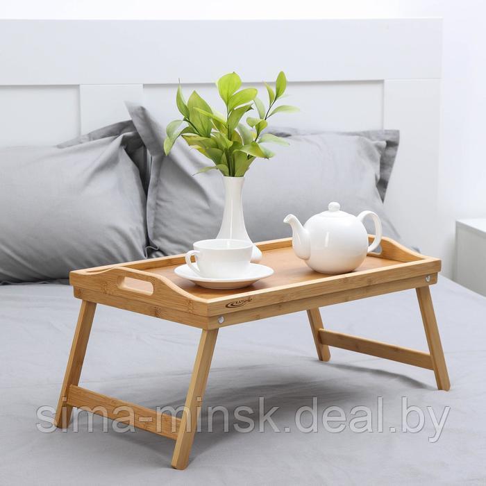Столик-поднос для завтрака со складными ножками, 50×30×23 см, бамбук - фото 2 - id-p187858816
