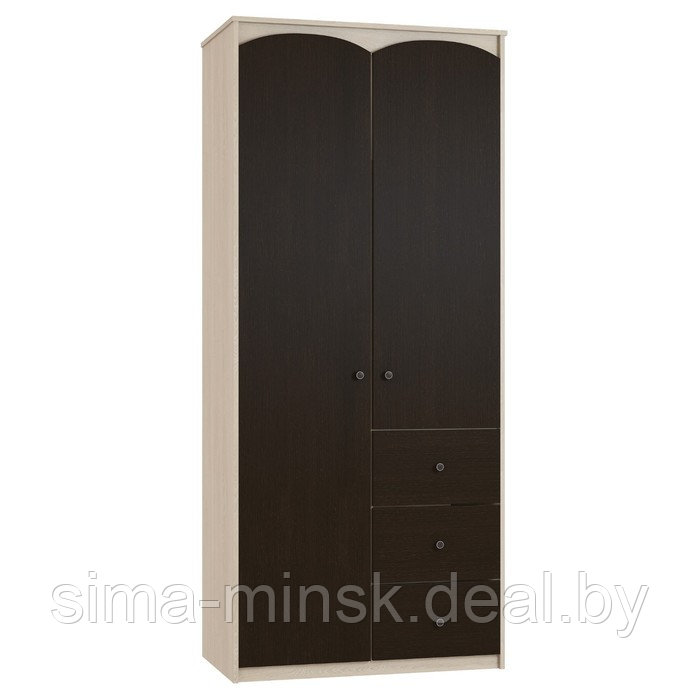 Шкаф «Ева» 2-х дверный с ящиками, 940 × 524 × 2168 мм, цвет дуб сонома / дуб венге - фото 1 - id-p187857885