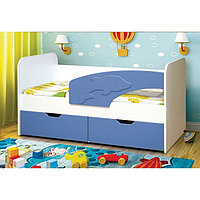 Кровать детская «Дельфин», 2 ящика, 800 × 1700 мм, правая, цвет белый / синий матовый