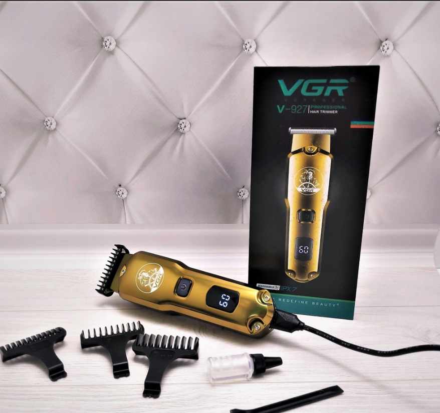 Триммер для стрижки волос, ухода за бородой и окантовкой VGR V-927 VOYAGER 4 насадки, LCD-дисплей - фото 1 - id-p187866616
