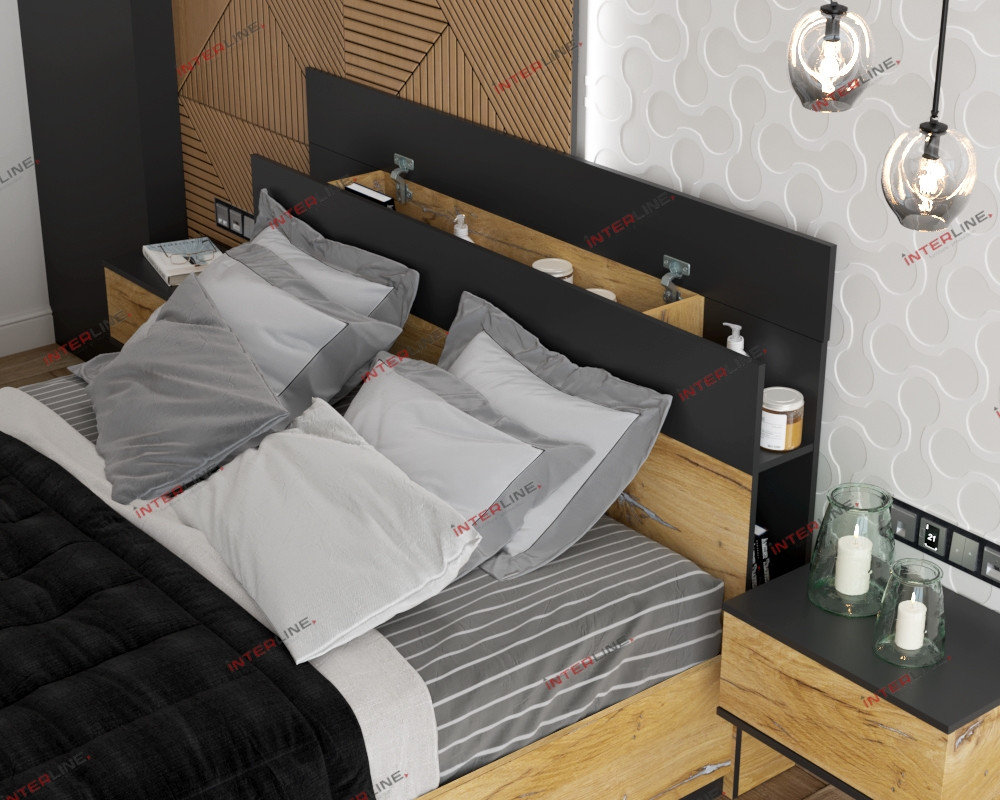 Набор мебели для жилой комнаты Quartz-16 (Спальня-4) с подъемным механизмом фабрика Интерлиния- 2 варианта цве - фото 8 - id-p181785713