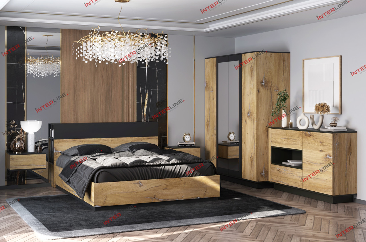 Набор мебели для жилой комнаты Quartz-14 (Спальня-2) фабрика Интерлиния- 2 варианта цвета - фото 1 - id-p187867162