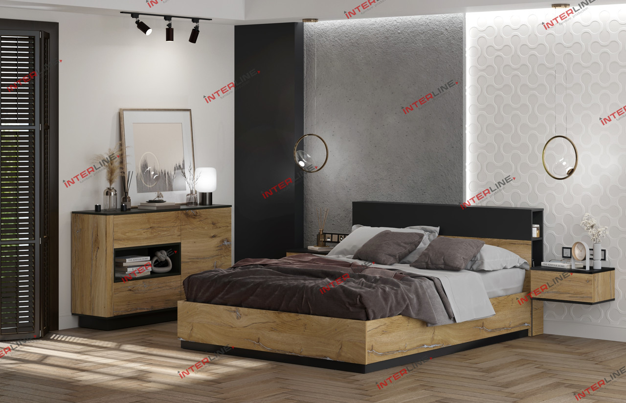 Набор мебели для жилой комнаты Quartz-15 (Спальня-3) фабрика Интерлиния- 2 варианта цвета