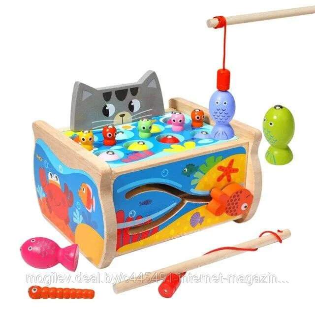 Развивающая магнитная игра бизиборд "Котик на рыбалке" арт. SS302249